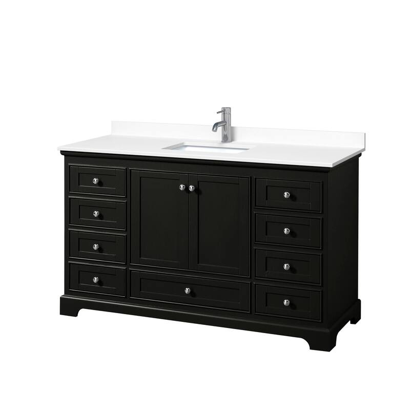 Wyndham Collection Deborah 60" Free Standing Single Basin Vanity Set - Dark Espresso / White Cultured Marble Top /