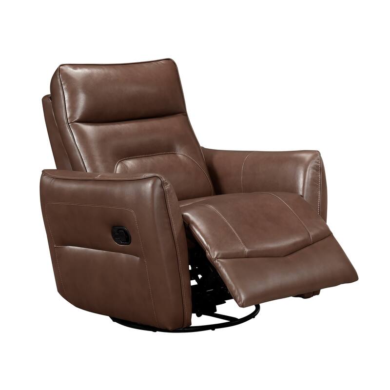 Esther 36" Leather Swivel Glider Recliner - Pull-Handle Motion
