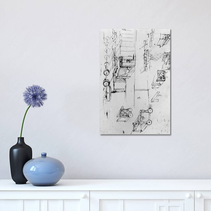 iCanvas "Machine designs, fol. 367r-b " by Leonardo da Vinci Canvas Print - 18x12x1.5