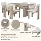 preview thumbnail 24 of 35, Roomfitters 7 Pcs Retro Dining Set with Rectangular Table and Designed Trestle Base, Includes 6 Upholstered Chairs