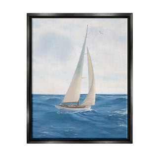 Stupell Sailboat in Ocean Waves Framed Floater Canvas Wall Art Design ...