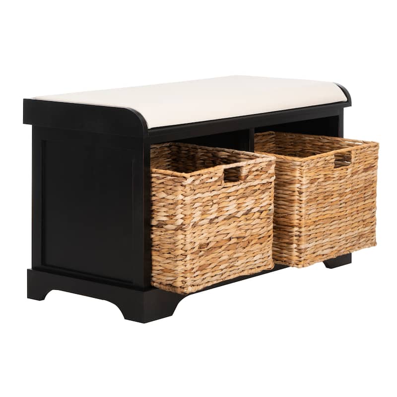 SAFAVIEH Euphemia Brown Woven Storage Basket Bench - 33.5" x 16.1" x 19.9" - 34Wx16Dx20H