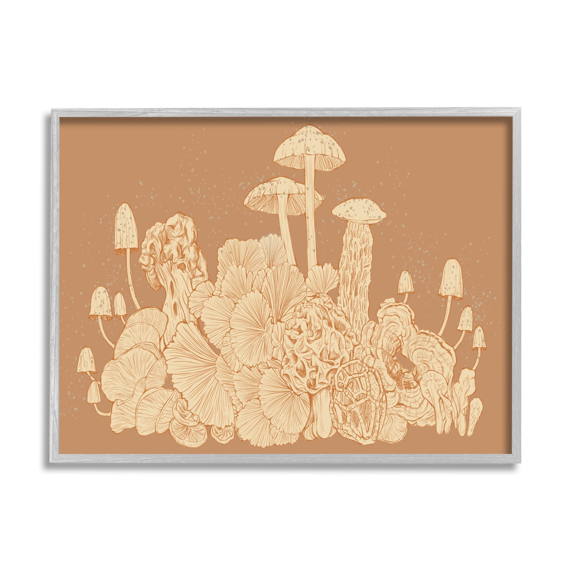 Stupell Neutral Beige Woodland Mushrooms Framed Giclee Art by Ziwei Li