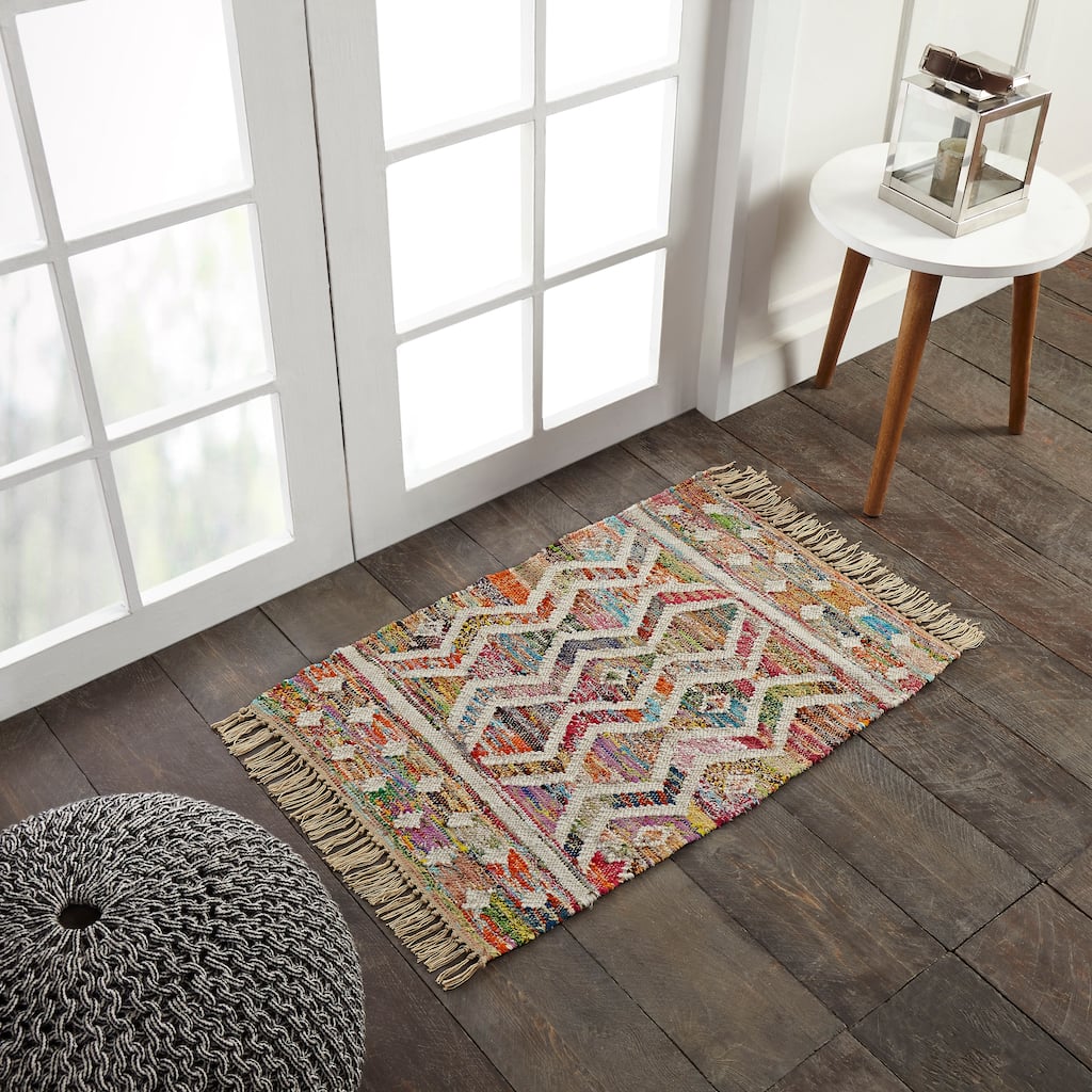 Superior Handcrafted Zartan Recycled Cotton Fringe Area Rug - Overstock ...