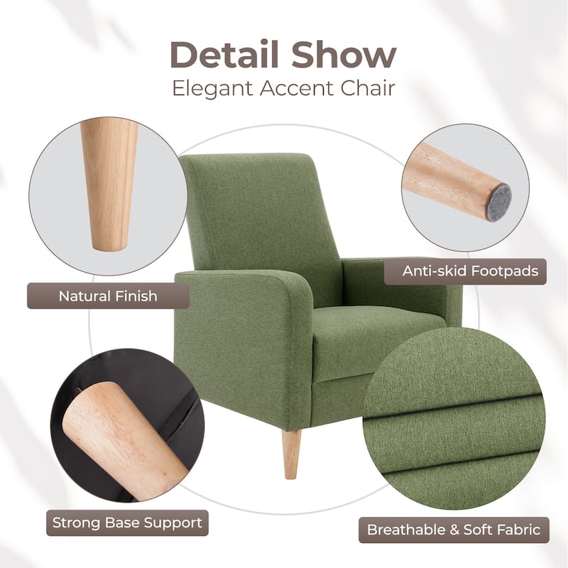RENEWLINE Modern Accent Chair with Pillow & Walnut Legs - Lounge Seat for Living Room, Compact Design