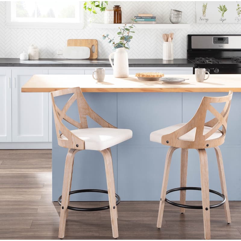 The Gray Barn Charlotte 26" Fixed-Height Counter Stool with Bent Wood Legs (Set of 2)