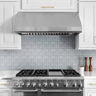 Merola Tile Llama Dog Bone Basketweave Silver Smoke/Calacatta Dot 10" x 10" Porcelain Floor and Wall Tile