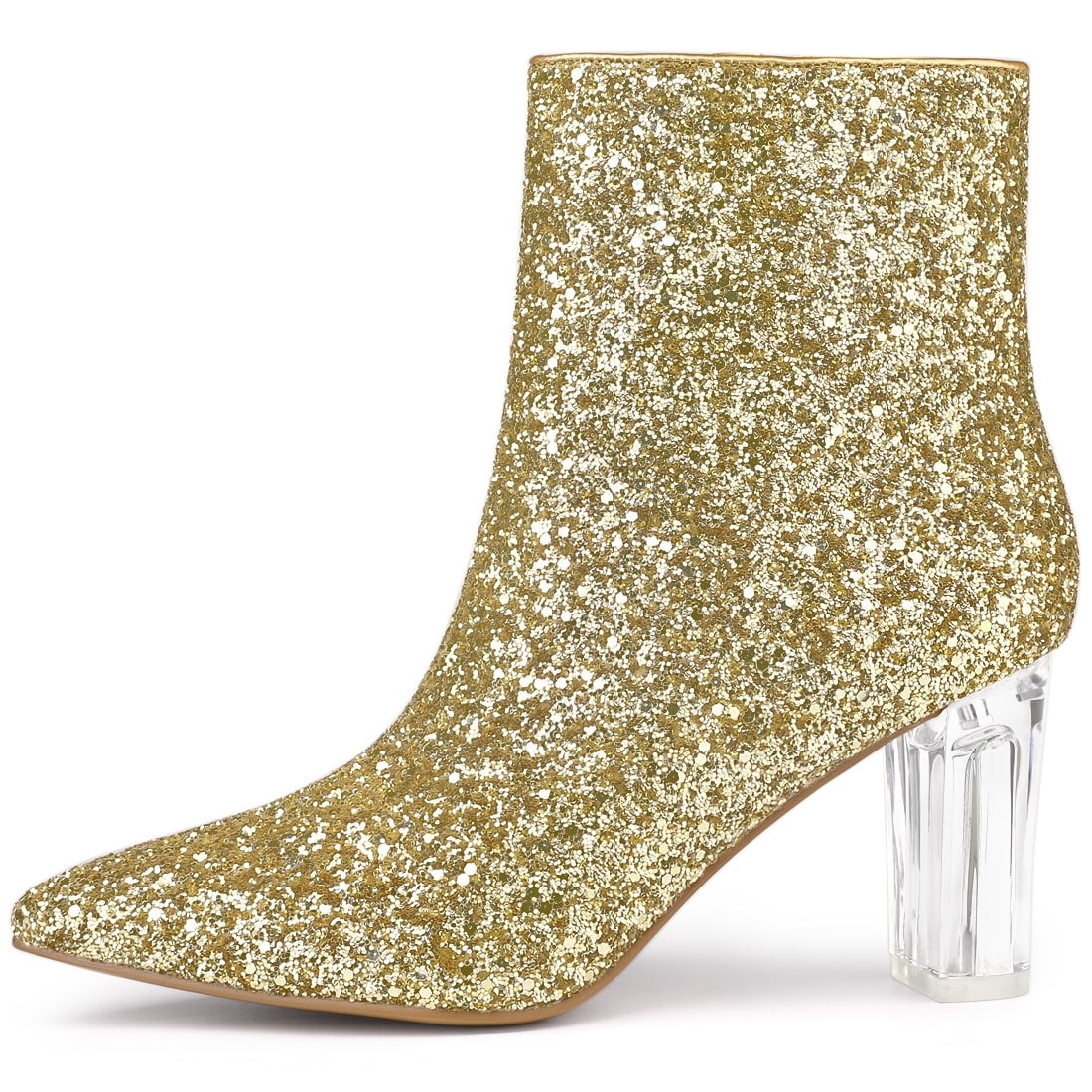 high heel glitter boots