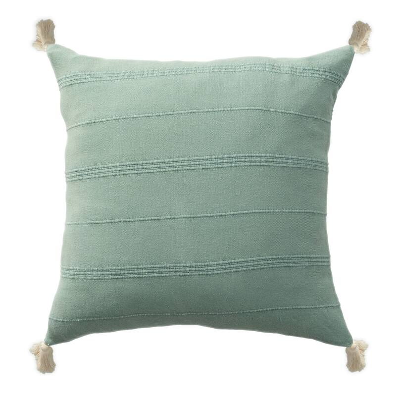 Striped Power-Loomed Cotton Throw Pillow Cover - 18" - Aqua Green