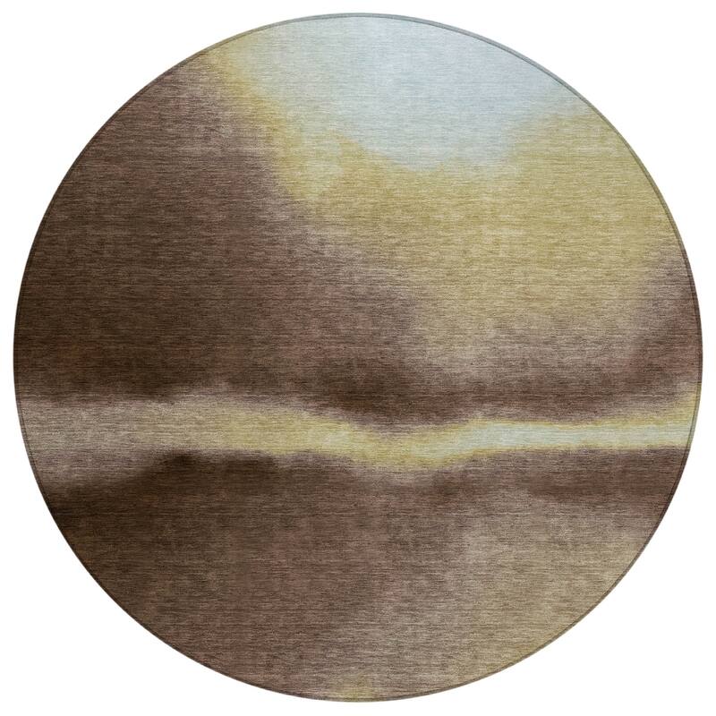 Machine Washable Indoor/ Outdoor Modern Landscape Chantille Rug