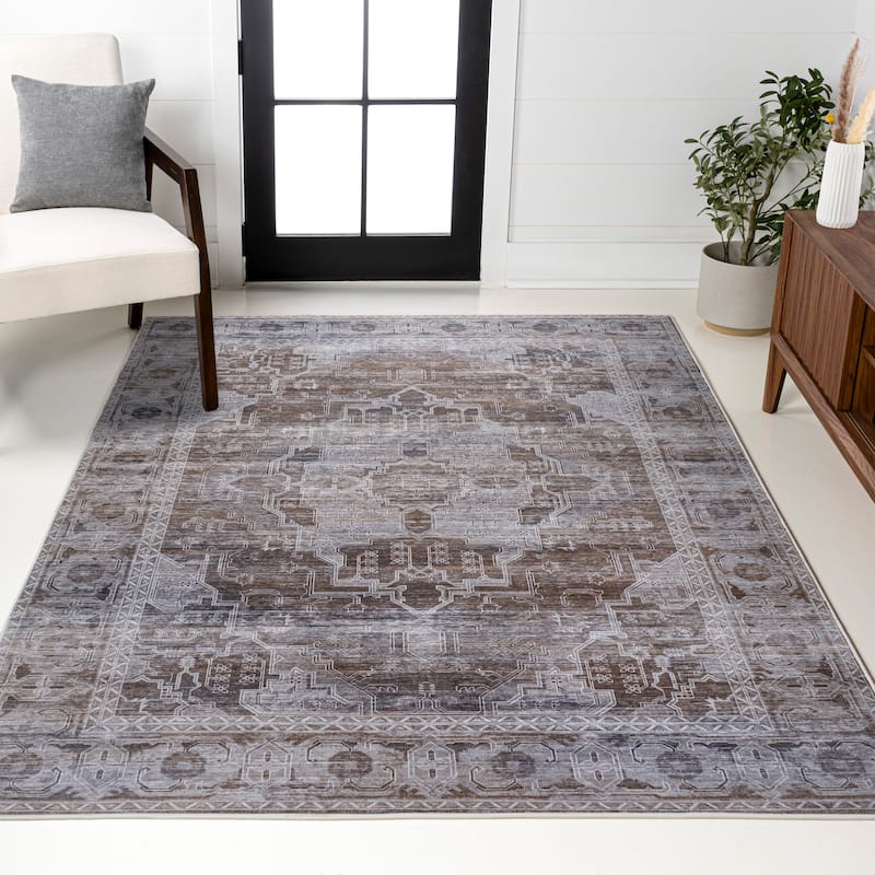 JONATHAN Y Dalyan Ornate Medallion Machine Washable Area Rug