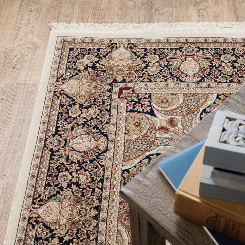 Style Haven Manchester Center Medallion Fringe Edge Area Rug.