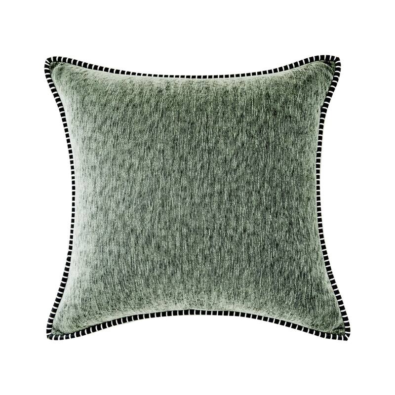 Textured Throw Pillow with Stitched Contrast Edge Set of 2 - Olive