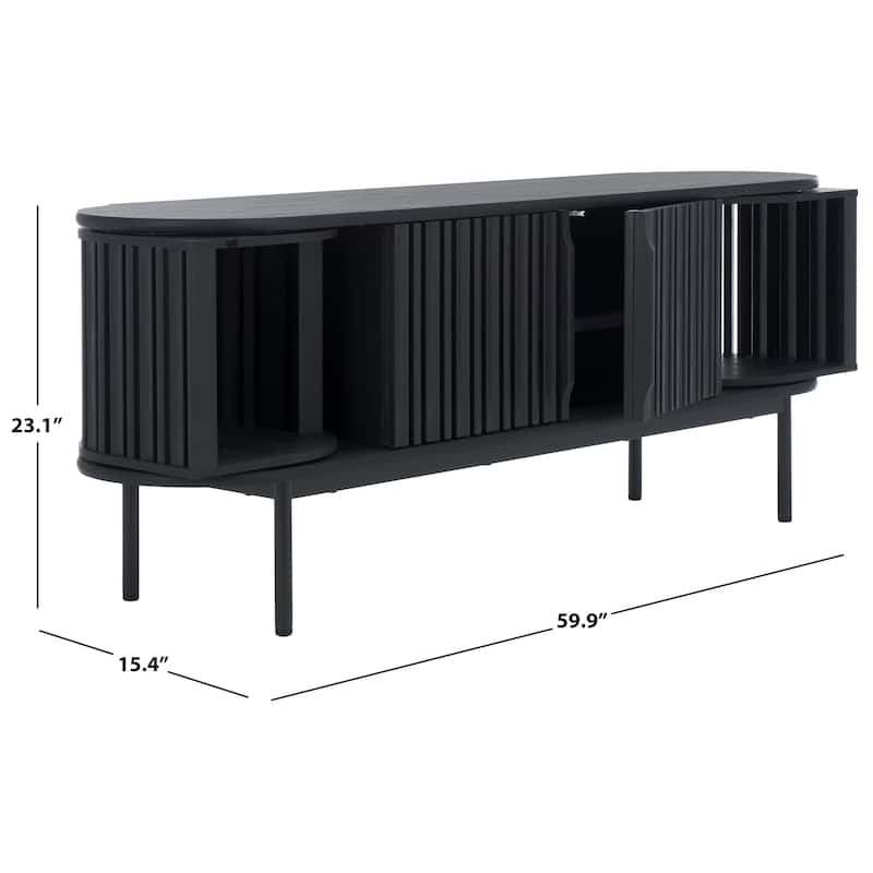 SAFAVIEH Enid 4-Door Media Stand Fits up to 65" Flatscreen TV - 60Wx15Dx23H - Black
