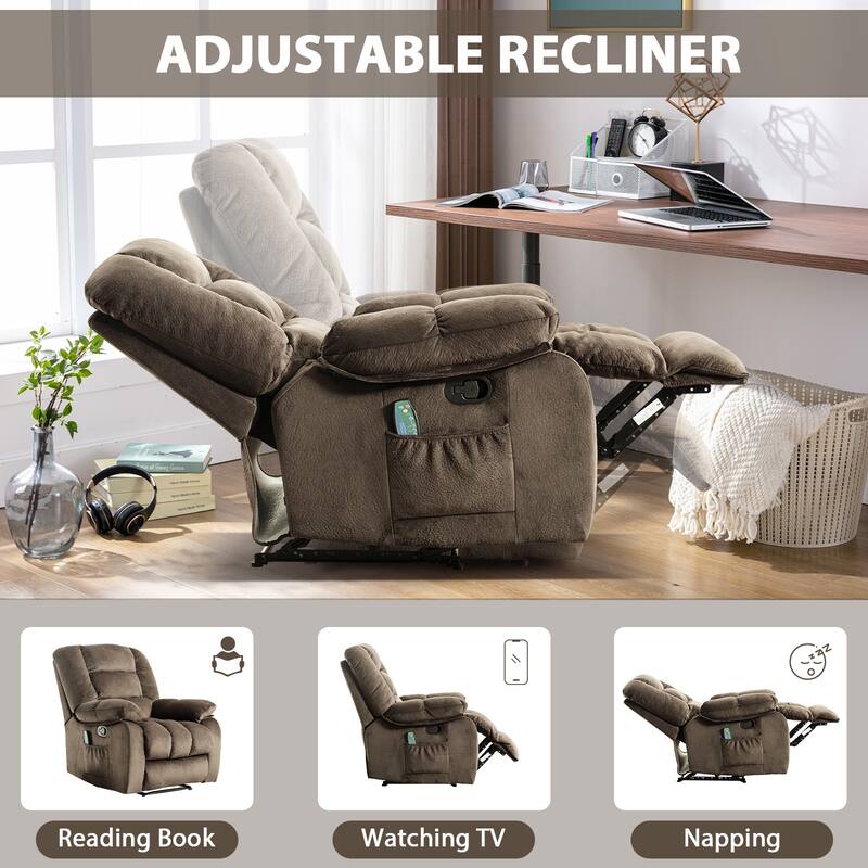 Massage and Manual Recliner Chair with Convenient pocket