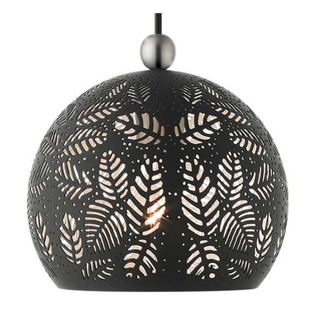 Livex Lighting Chantily Single Light 8" Wide Mini Pendant - Black with Brushed Nickel Accents