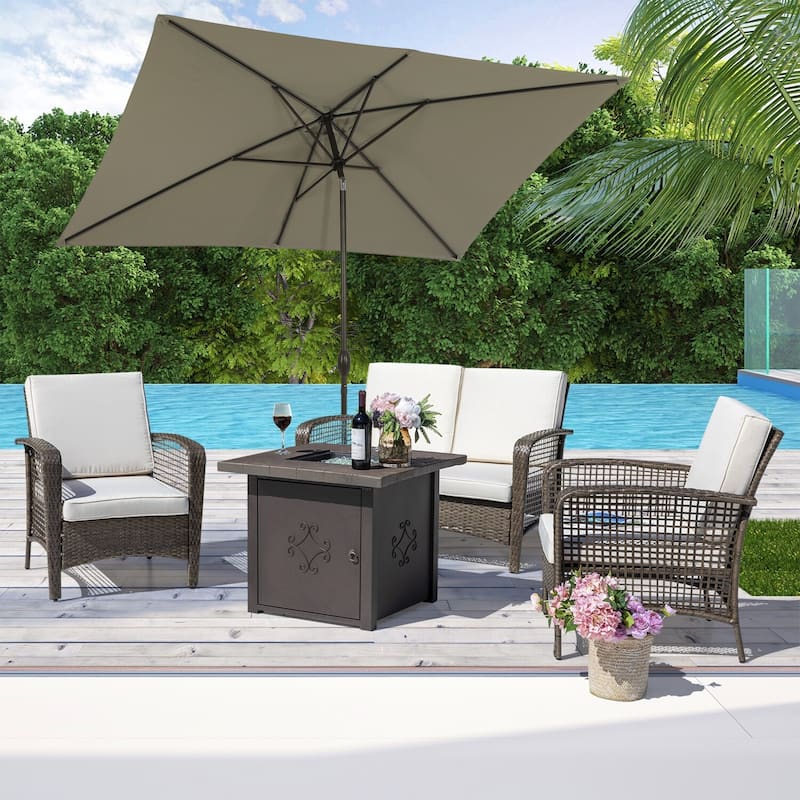10 ft. Aluminum Rectanglar Market Patio Umbrella without Base