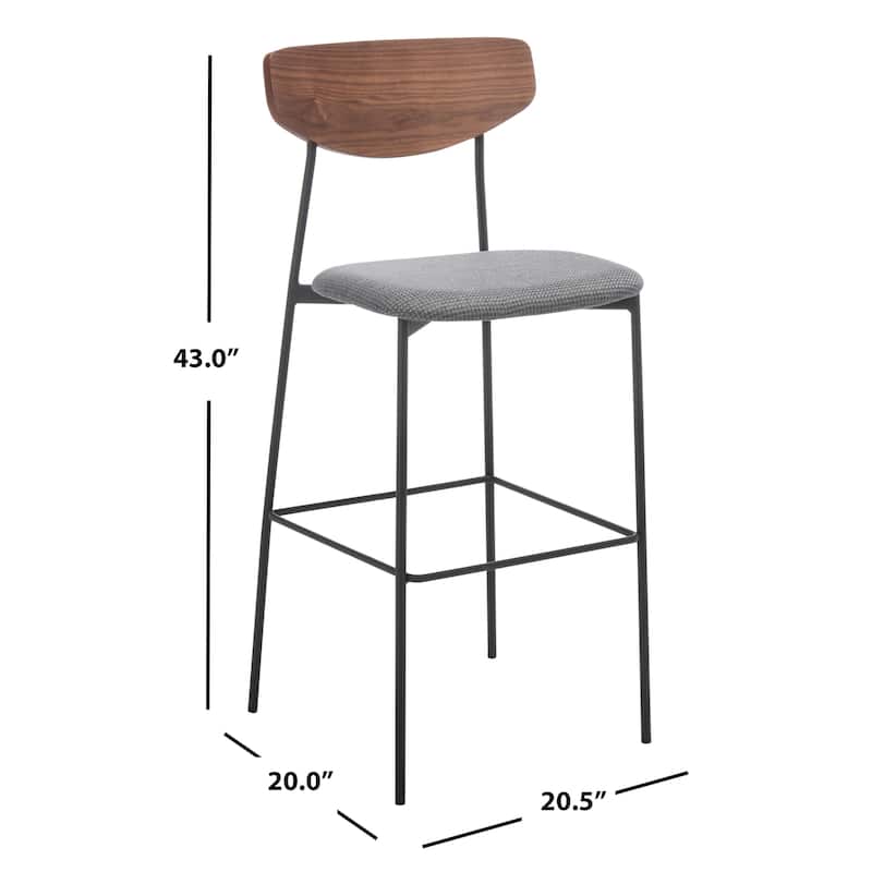 SAFAVIEH Whitney Bar Stool - 20.5" W x 20" L x 43" H - 21Wx20Dx43H