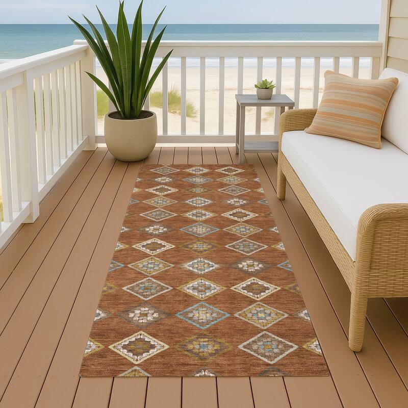 Machine Washable Indoor/ Outdoor Global Flagler Chantille Rug - Paprika - 2'3" x 7'6"