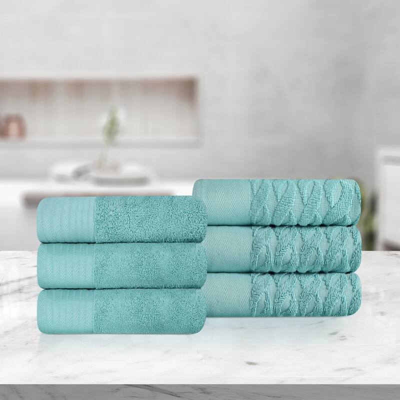 Turkish Cotton Herringbone and Solid Hand Towel Set by Superior - Cascade