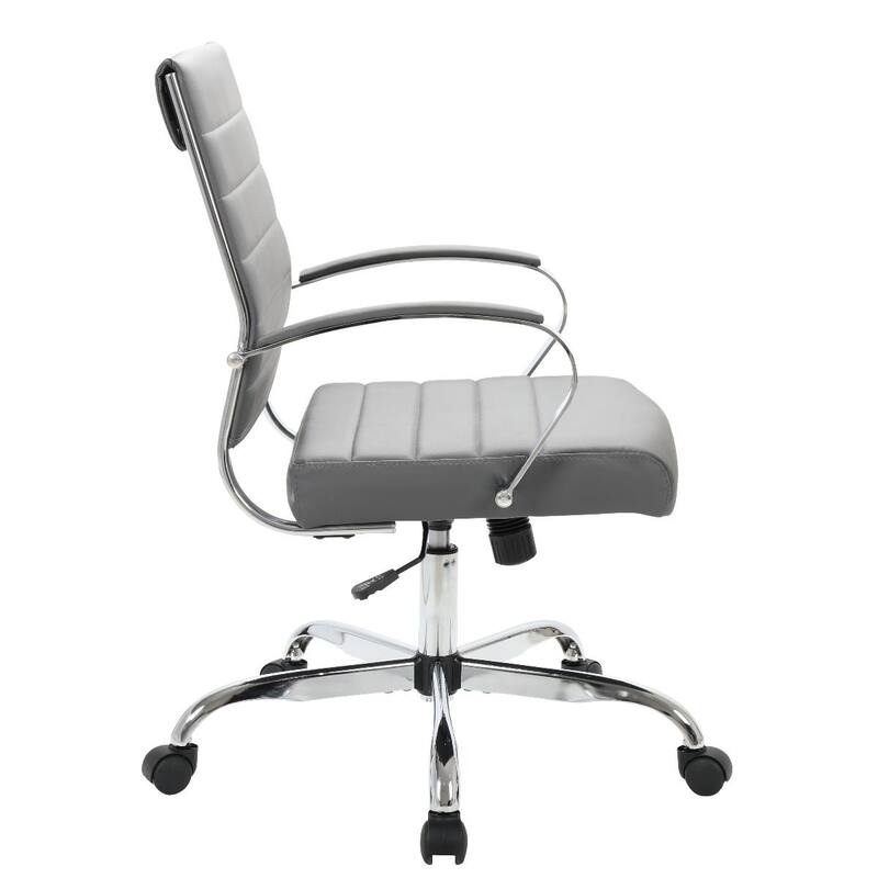 LeisureMod Benmar Mid-Back Swivel Leather Office Chair W/ Chrome Base