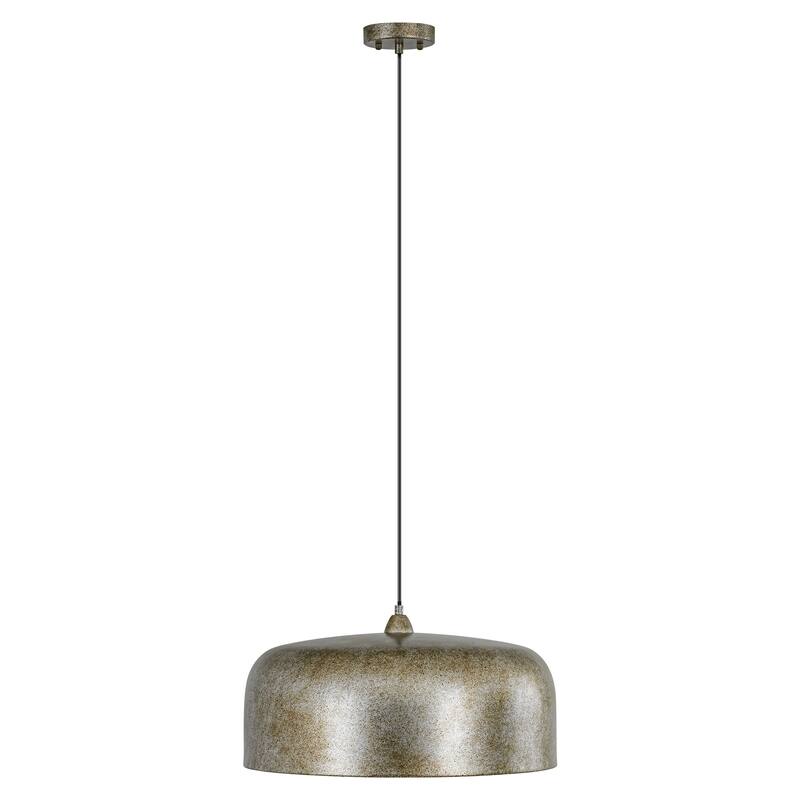 1-Light Industrial Antique Silver Drum Dome Kitchen Island Pendant Lights - 20.4 in. W x 10.6 in. H