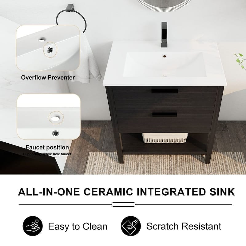 30" Bathroom Vanity with Sink and 2 Soft-Close Drawers