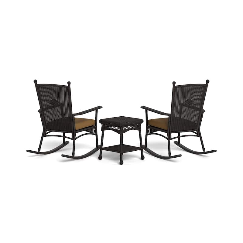 Portside Classic Dark Roast Rocking Chair Set (3-Piece)