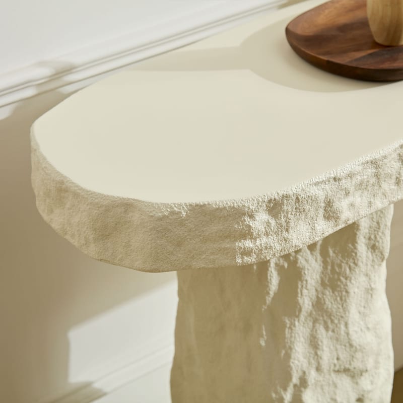 53.94 inch Modern Design Console Table,Imitation Stone Table,Fiberglass Entryway Table with Irregular Legs