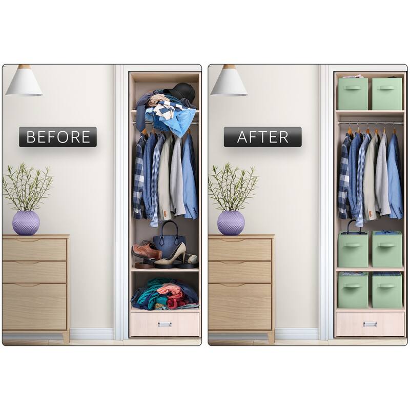 Sorbus Foldable Storage Cubes - 6 Pack Sage Green, Fabric, Foldable, Storage and Organization Bins