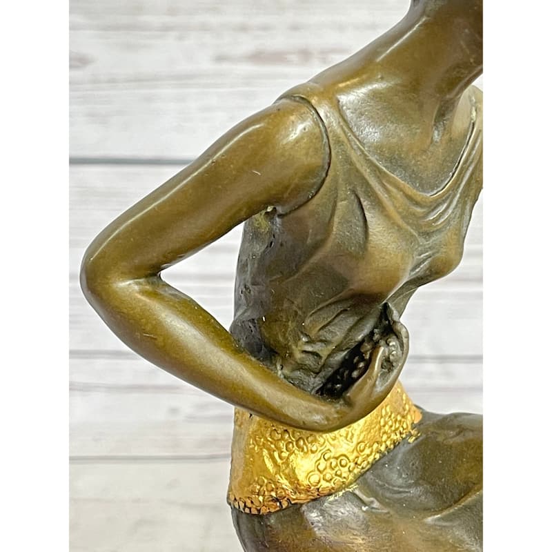 Bronze Art Nouveau Deco Sculpture Deco Girl W/ Parrot By Chiparus Home Decor