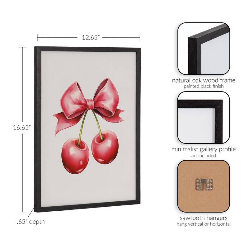 Kate and Laurel Gallery Coquette Preppy Retro Girly Red Pink Bow Cherries Print by The Creative Bunch Studio