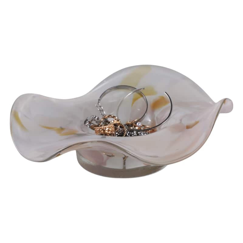 Glass Decorative Bowl Wavy Freeform Silhouette Home Decor - 9" Yellow - 9.5" x 7.5" x 2.75"