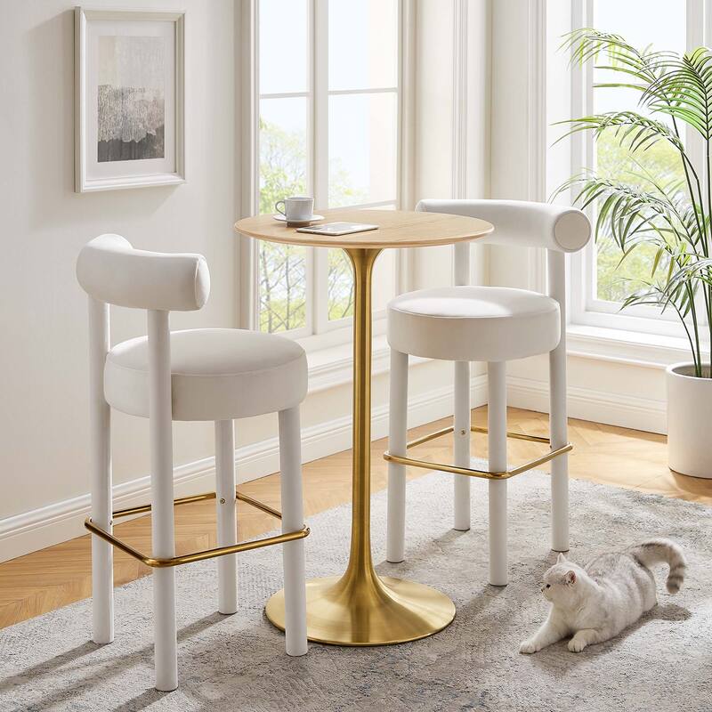 Lippa 28" Round Bar Table - Gold Natural