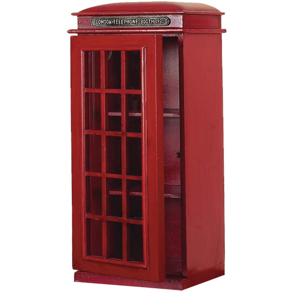 Wooden Telephone Vintage London Booth 2 Shelf Room Storage Unit - Red - Roche River Decor