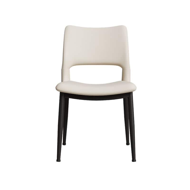Modern PU leather Dining Chairs,Backrest Design,Metal Leg Support,2PCS