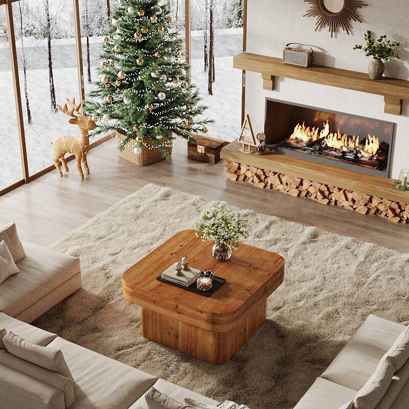 31.5'' Farmhouse Square Coffee Table for Small Spaces