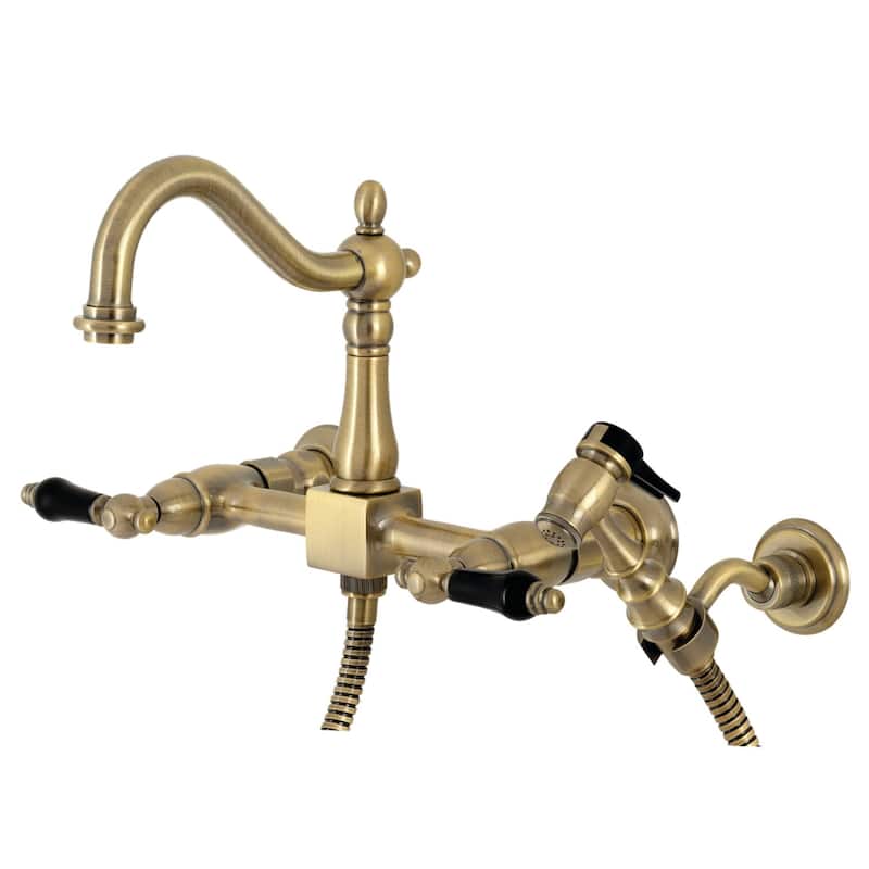 Kingston Brass Duchess 1.8 GPM Wall Mounted Widespread Bridge Kitchen - Vintage Brass
