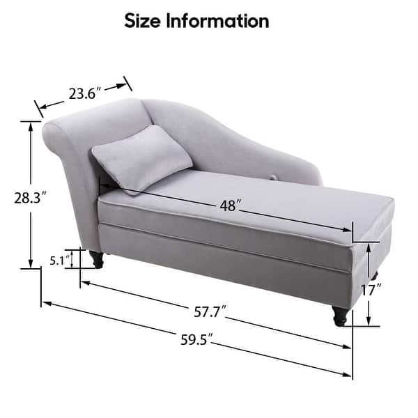Modern Chaise Lounge Indoor with Storage Fabric Chaise Lounge Couch ...