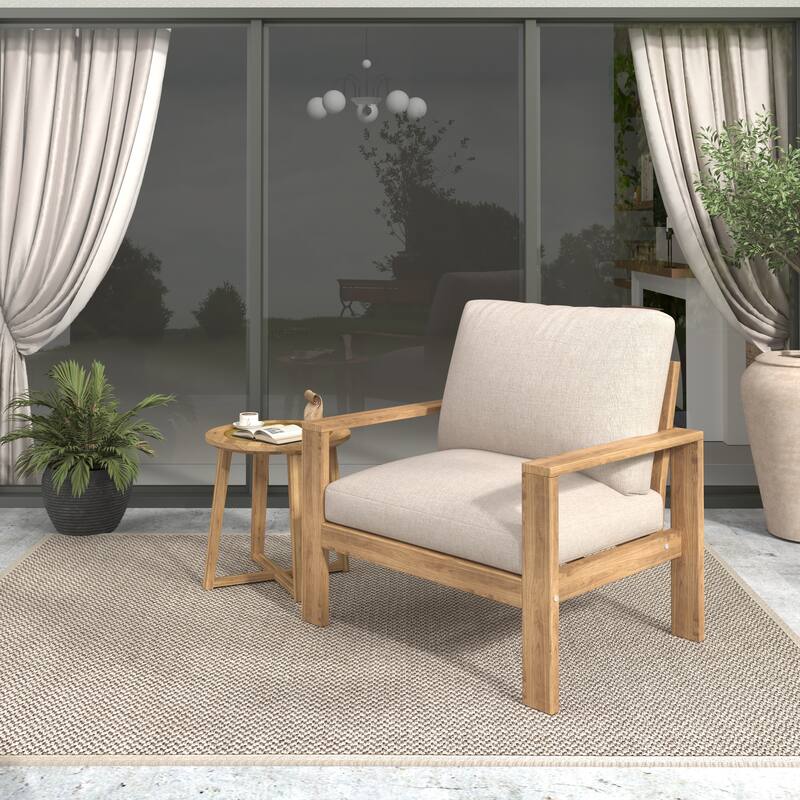 Christopher Knight Home - Mason Outdoor Patio Chair Set with Cushions and Acacia Wood Frame