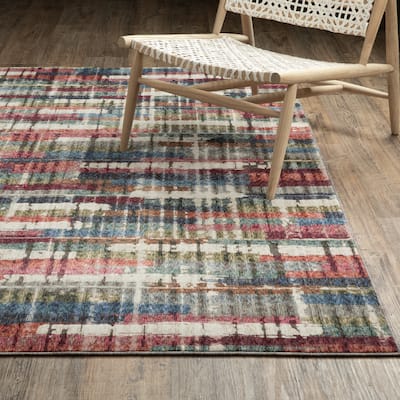 Tobias Modern Abstract Grid Multi-colored Area Rug