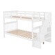 preview thumbnail 7 of 67, Stairway Wooden Bunk Bed with Storage Staircase and Guard Rail, for Bedroom, Dorm, Convertible into 2 Beds