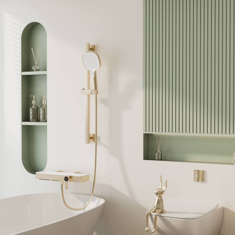 Modland Bathtub Faucet 2-Function Shower System with 3 Modes Handheld Shower,Height Adjustable Shower Slide Bar