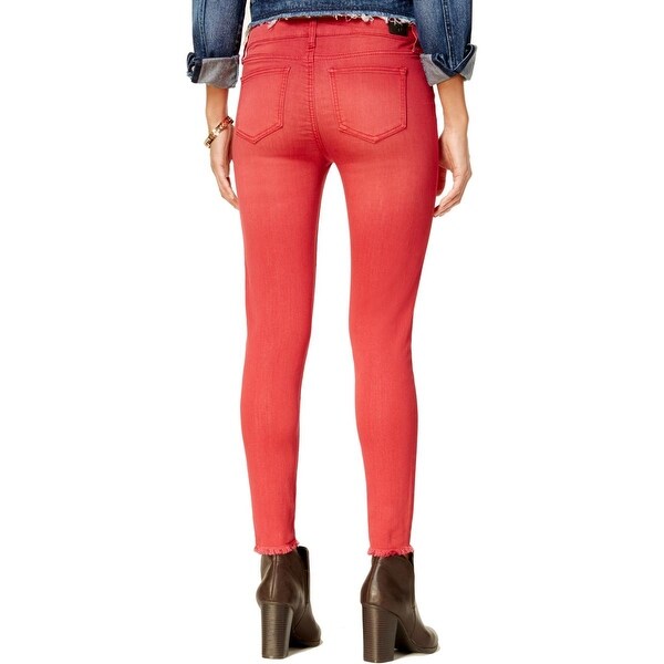 Celebrity Pink Womens Mid Rise Ankle Frayed Hem Skinny Jeans