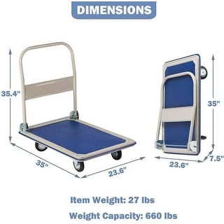Blue Folding Platform Cart Hand Truck Space Saving Push Cart - Bed Bath ...
