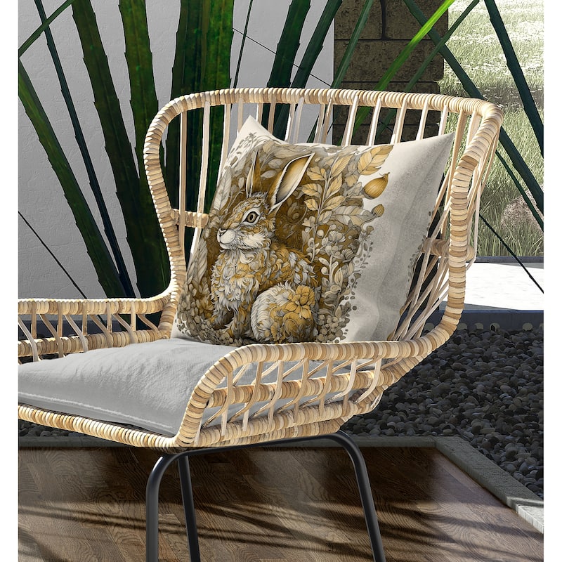 Breezy Bunny Indoor/Outdoor Reversible Throw Pillow Grey and Yellow