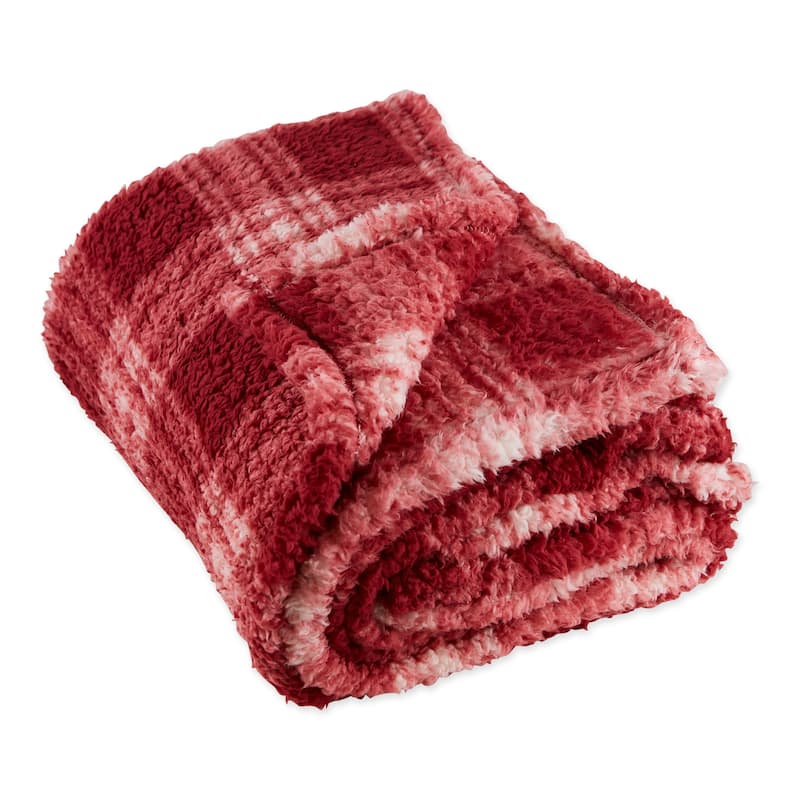 DII Gray Farmhouse Plush Plaid Throw