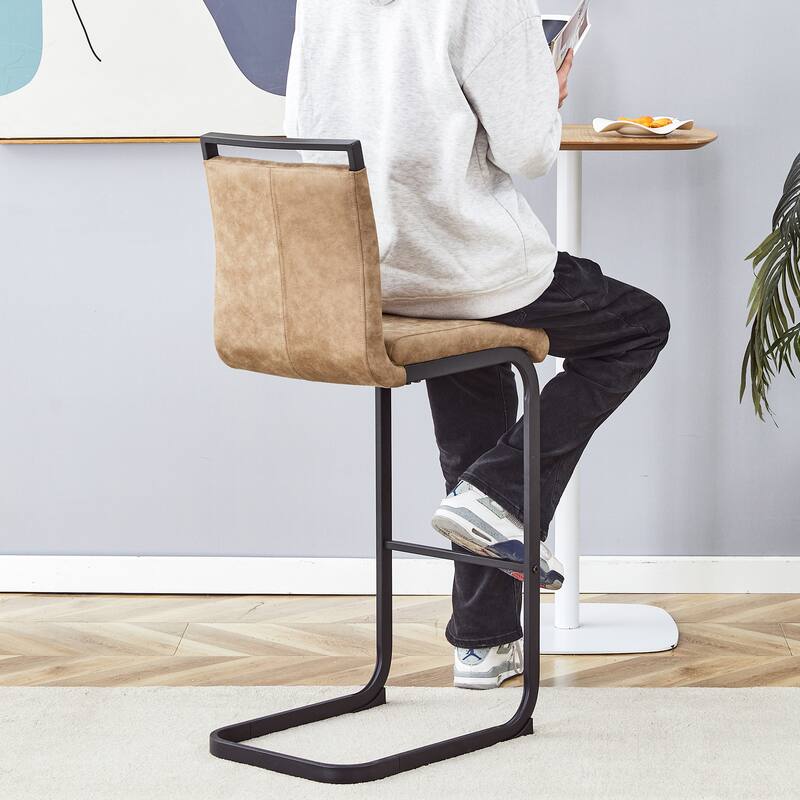 42.5 Inch Tall Brown Tech Fabric Bar Stool - A Perfect Combination of Modern Design, Comfort, and Stability
