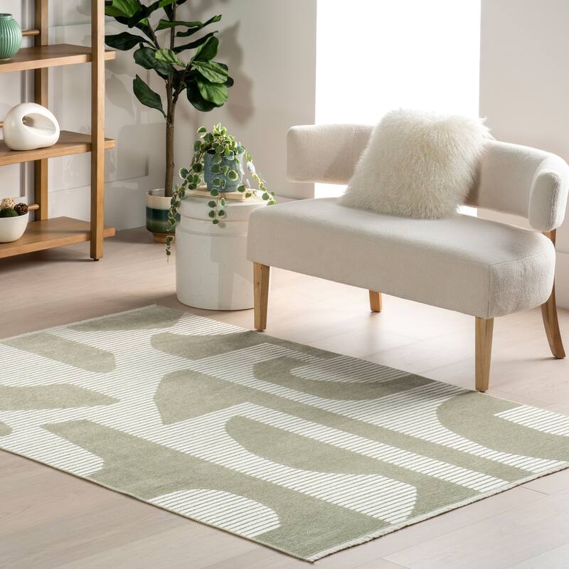 Nuloom Grania SuperiorWash Modern Abstract Reversible Machine Washable Area Rug - 5' x 8' - Light Green