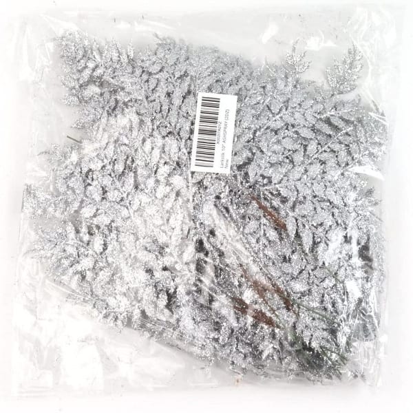 Sparkling Silver Glitter Leaf Spray for Christmas Trees Festive Holiday Decor Bed Bath